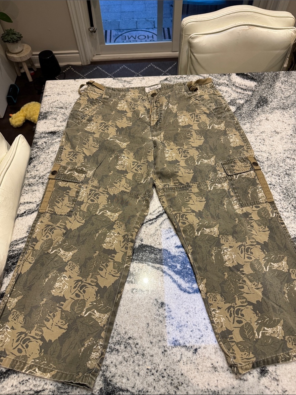 Men's Cargo Pants in Olive & Tan Floral Camo